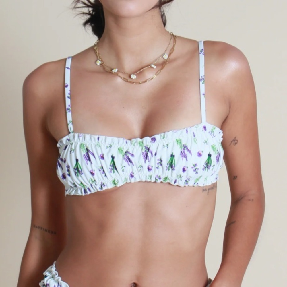 PrettyLittleThing White and Purple Floral Bikini